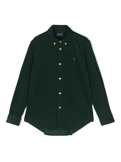 Polo Ralph Lauren Kids' Polo Pony Cotton Shirt In 绿色