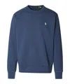 Polo Ralph Lauren Navy Blue Loopback Cotton Crewneck Sweatshirt In Blue