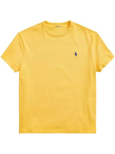 Polo Ralph Lauren Embroidered-logo Short-sleeved T-shirt In Yellow