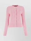 Polo Ralph Lauren Pink Polo Pony Round Neck Cardigan In Pink