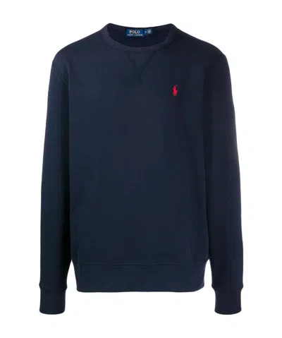 Polo Ralph Lauren Blue Cable Knit Crewneck Sweater With Pony Embroidery On The Front In Wool And Cashmere Man