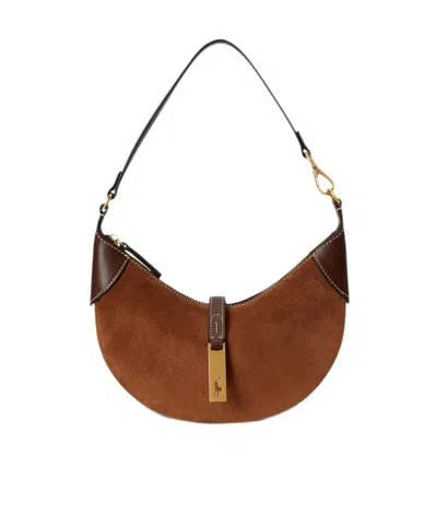 Polo Ralph Lauren Polo Pony Detailed Zipped Shoulder Bag In Brown