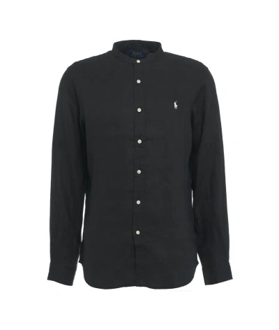 Polo Ralph Lauren Polo Pony Embroidered Buttoned Shirt In Black