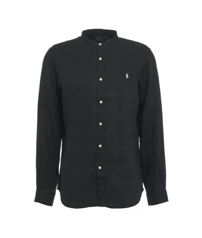 Polo Ralph Lauren Camicia In Oxford Nero Uomo In Black