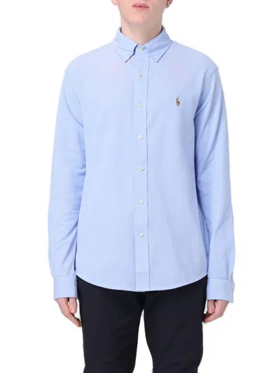 Polo Ralph Lauren Polo Pony Embroidered Buttoned Shirt In Blue