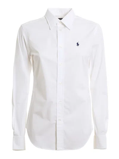 Polo Ralph Lauren Polo Pony Embroidered Buttoned Shirt In White