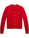 Polo Ralph Lauren Classic Button-down Cardigan With Subtle Logo In Red