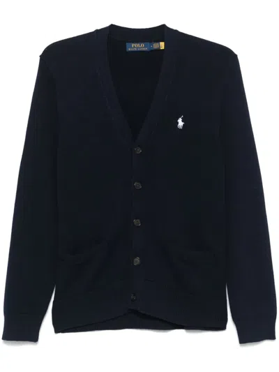 Polo Ralph Lauren Polo Pony-embroidered Cardigan In Blue