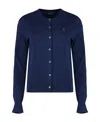 Polo Ralph Lauren Polo Pony Embroidered Cardigan In Blue