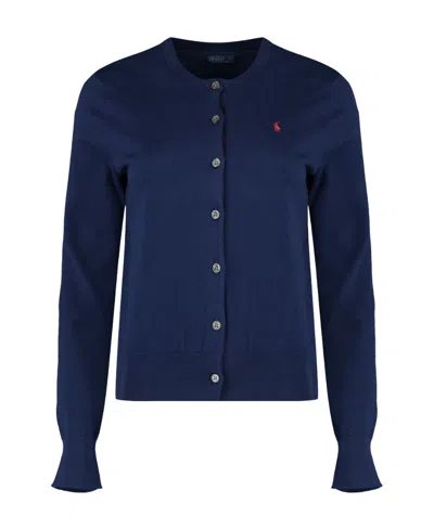 Polo Ralph Lauren Polo Pony Embroidered Cardigan In Blue