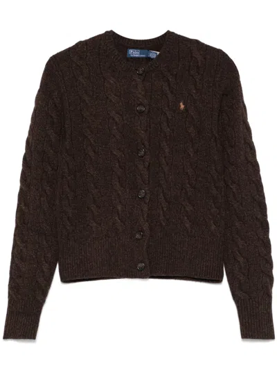 Polo Ralph Lauren Polo Pony-embroidered Cardigan In Brown