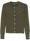 Polo Ralph Lauren Cable-knit Cardigan With Intricate Patterns And Cropped Design In Green