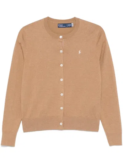 Polo Ralph Lauren Polo Pony-embroidered Cardigan In Nude
