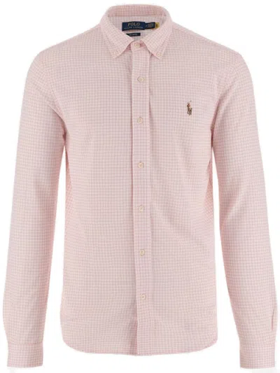 Polo Ralph Lauren Polo Pony Embroidered Checked Buttoned Shirt In Pink