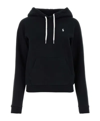 Polo Ralph Lauren Polo Pony-embroidered Cotton-blend Hoodie In Black