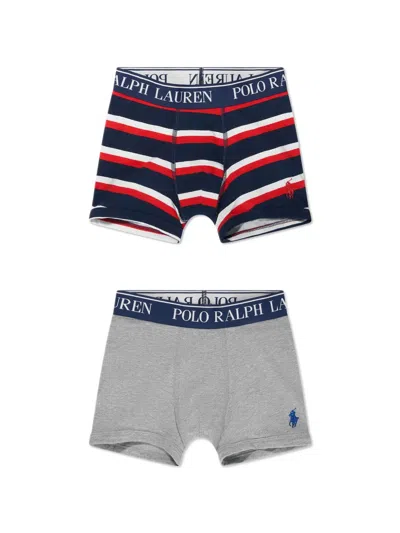 Polo Ralph Lauren Kids' Polo Pony-embroidered Cotton Boxers (pack Of Two) In Grey