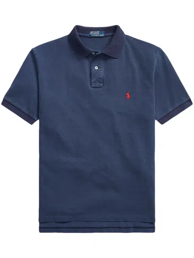 Polo Ralph Lauren Man Polo Shirt Navy Blue Size L Cotton