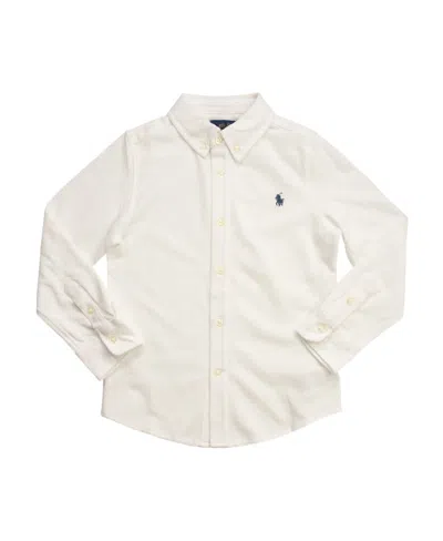 Polo Ralph Lauren Kids' Ultralight Cotton Pique Shirt In White