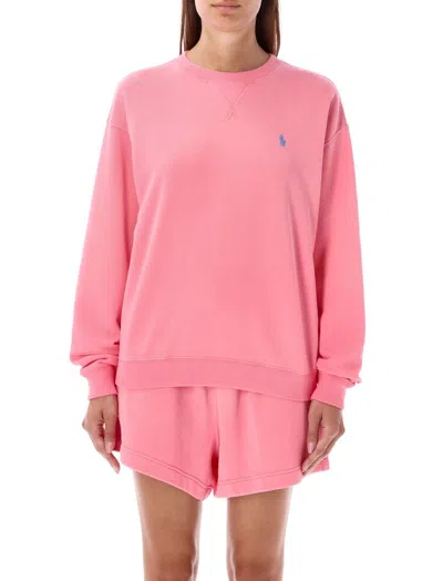 Polo Ralph Lauren Polo Pony Embroidered Crewneck Sweatshirt In Pink