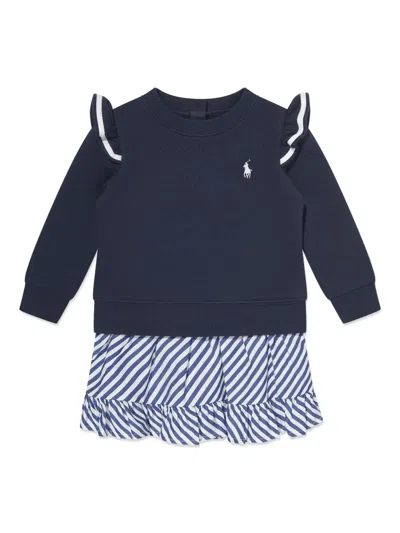 Polo Ralph Lauren Babies' Polo Pony-embroidered Dress In Blue