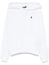Polo Ralph Lauren Ribbed Cuff Long Sleeve Cotton Sweatshirt With Kangaroo Pocket In 白色