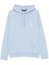 Polo Ralph Lauren Cotton Sweatshirt With Kangaroo Pocket And Drawstring Hood In Blau