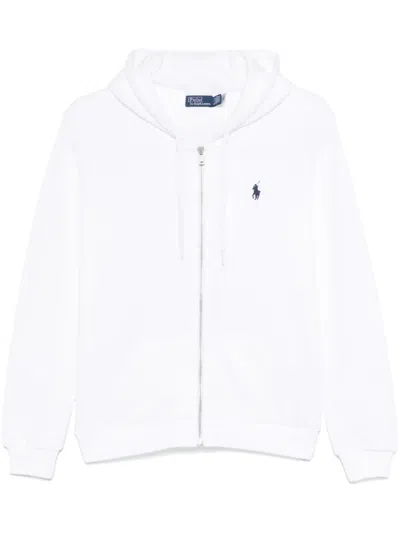 Polo Ralph Lauren Polo Pony Motif Zipped Hoodie In White