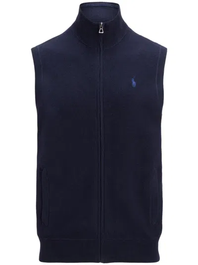 Polo Ralph Lauren Polo Pony-embroidered Knitted Gilet In Blue