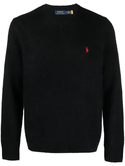 Polo Ralph Lauren Polo Pony-embroidered Knitted Jumper In Black