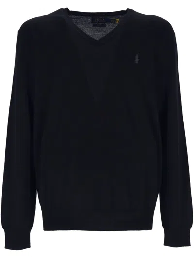 Polo Ralph Lauren Polo Pony Embroidered Knitted Jumper In Navy