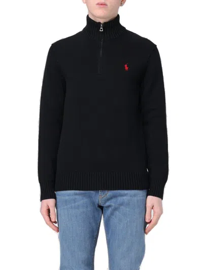 Polo Ralph Lauren Polo Pony-embroidered Knitted Pullover  In Black