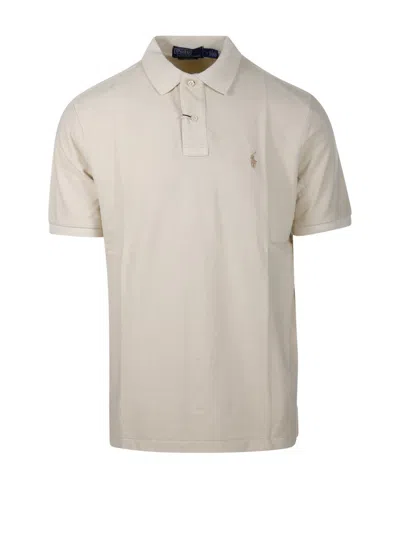 Polo Ralph Lauren Polo Pony Embroidered Polo Shirt In Beige