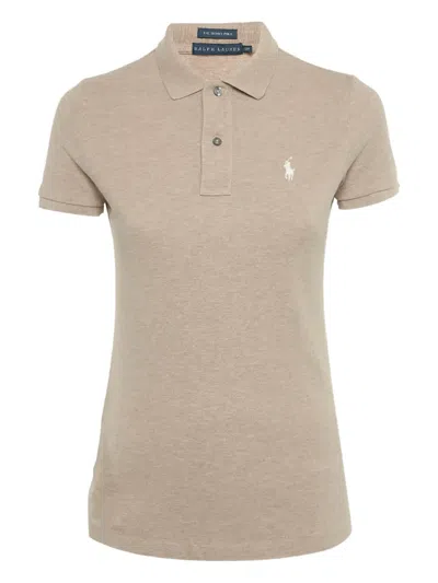 Pre-owned Polo Ralph Lauren Polo Pony-embroidered Polo Shirt In Brown
