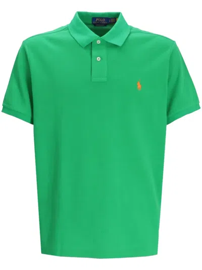 Polo Ralph Lauren Two-button Cotton Polo Shirt With Logo In Green
