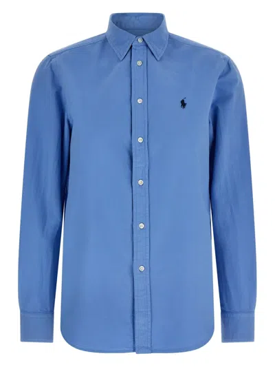 Polo Ralph Lauren Long Sleeve Linen Shirt Harbor Island Blue For Women