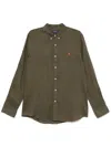 Polo Ralph Lauren Olive Green Cotton Shirt With Signature Polo Pony Motif In Green