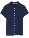 Polo Ralph Lauren Stretch Piquet Fitted Silhouette Ribbed Collar In Blue