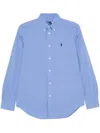 Polo Ralph Lauren Womens Cotton Collared Button-down Top In Blue