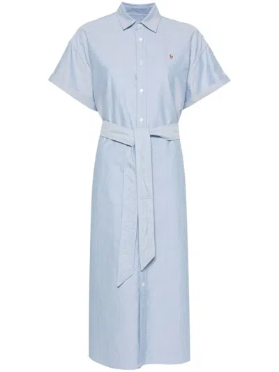Polo Ralph Lauren Polo Pony-embroidered Shirt Dress In Blue