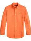Polo Ralph Lauren Classic Fit Solid Orange Linen Button-down Shirt In Orange