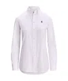 Polo Ralph Lauren Classic White Button-down Shirt In Cotton-elastan Blend In White