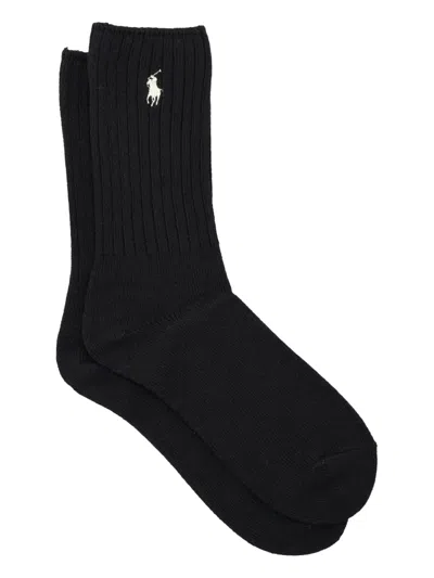 Polo Ralph Lauren Polo Pony-embroidered Socks In Black
