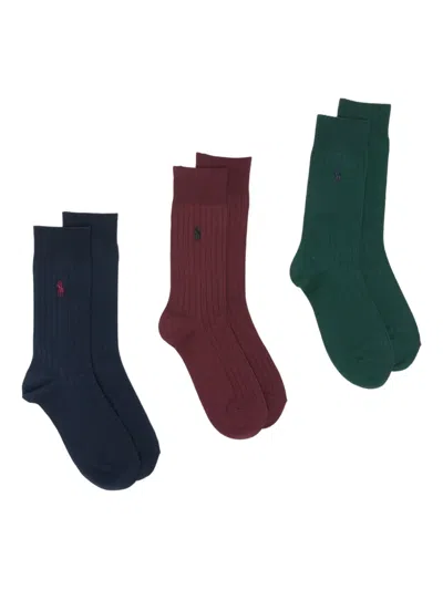 Polo Ralph Lauren Polo Pony-embroidered Socks (pack Of Three) In Multi