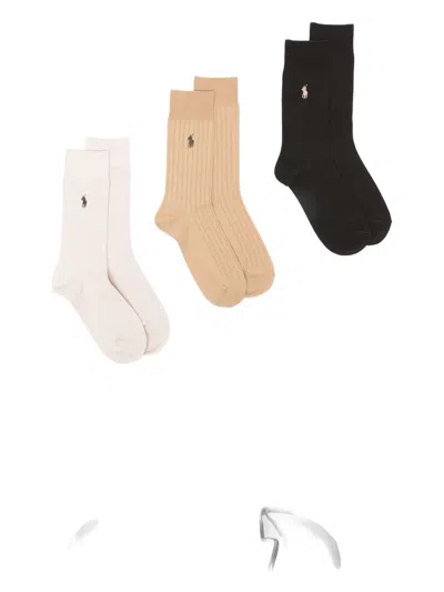 Polo Ralph Lauren Polo Pony-embroidered Socks (pack Of Three) In Multi