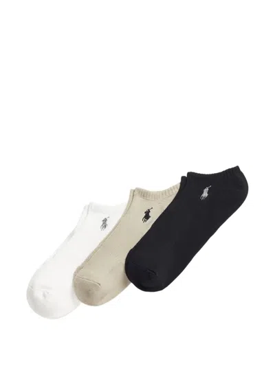 Polo Ralph Lauren Polo Pony Embroidered Socks (set Of Three) In Black