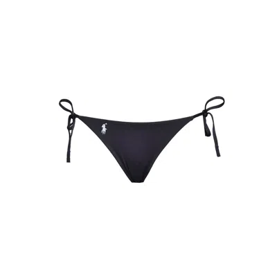 Polo Ralph Lauren Polo Pony Embroidered Stretched Bikini Bottoms In Black
