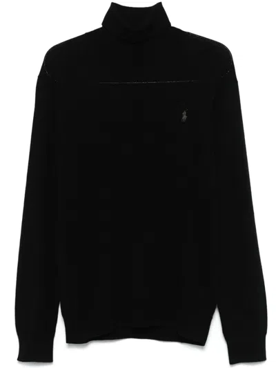 Polo Ralph Lauren Classic Turtleneck Knitwear In Premium Wool In Black