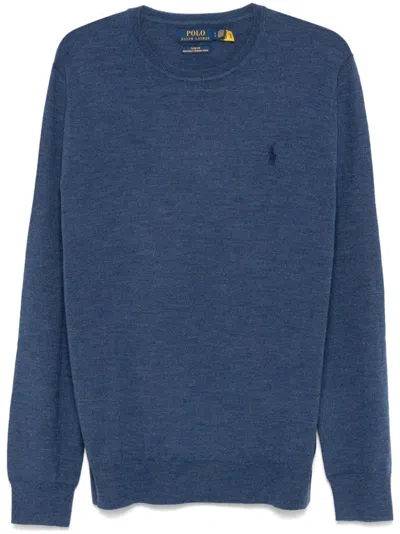 Polo Ralph Lauren Polo-pony-embroidered Wool Jumper In Blue