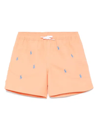 Polo Ralph Lauren Kids' Polo Pony-embroidered Swim Shorts In Orange