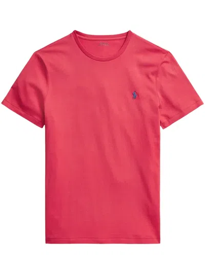 Polo Ralph Lauren Custom Slim Fit Jersey Crewneck T-shirt Man T-shirt Pastel Pink Size Xxl Cotton